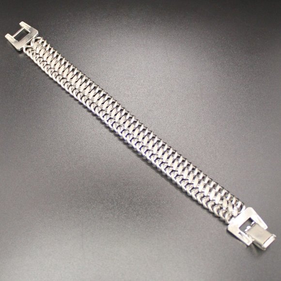 Vintage Signed CORO PEGASUS Thick Link Bracelet Silver Tone 7.5" Long 1950s - Picture 12 of 15